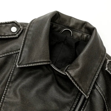 Washed Leather Jacket with Belt