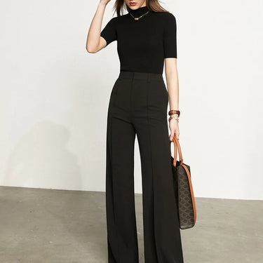 High-Waisted Wide-Leg Loose Chiffon Casual Trousers