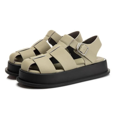 Closed-Toe Woven Thick-Sole Leisure Sandals