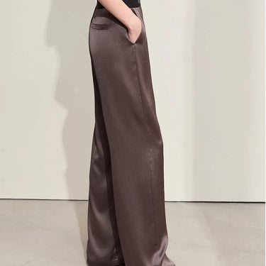 Wide-Leg Casual Trousers with Letter Embroidery and Rubber Band Waist