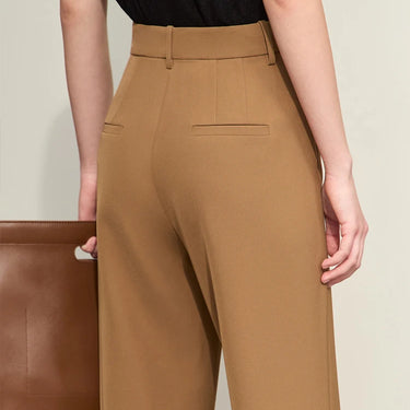 Solid Straight-Leg Wide-Leg Basics Casual Pants with Split Detail