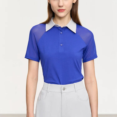 Sheer Spliced Polo Shirt