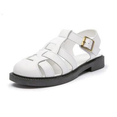 Hollow Woven Closed-Toe Thick Bottom Sandals