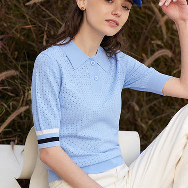 Knitted Polo Shirt with Short Sleeves