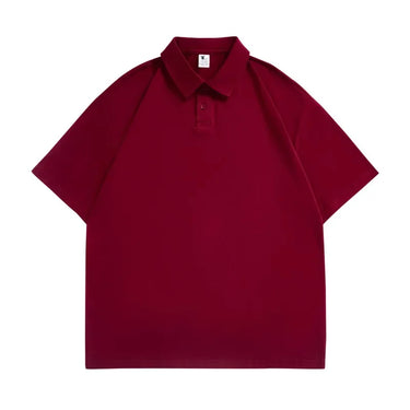 Thickened Cotton Polo Shirt with Drop Shoulders and Lapel