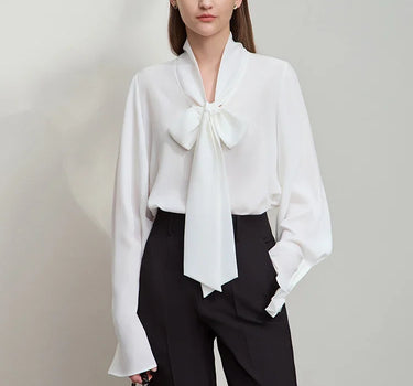 Elegant French Basic Loose Chiffon Blouse