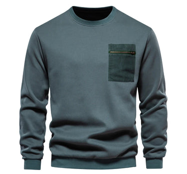 Cotton Pullover Sweatshirt with Pocket