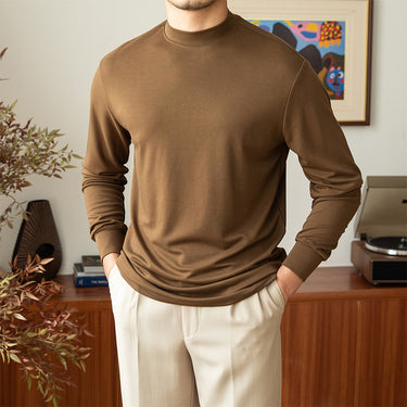 Semi-turtleneck Solid Color Base Shirt With Lyocell Autumn Long Sleeves