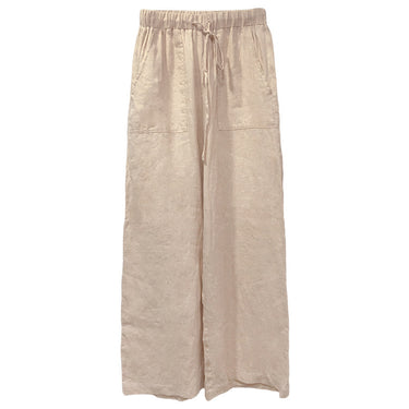 Pure Linen Lace-Up Straight-Leg Casual Pants