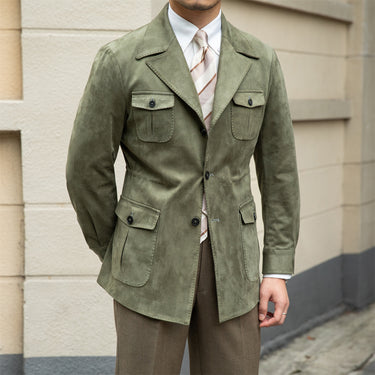 Slim-Fit Suede Safari Jacket