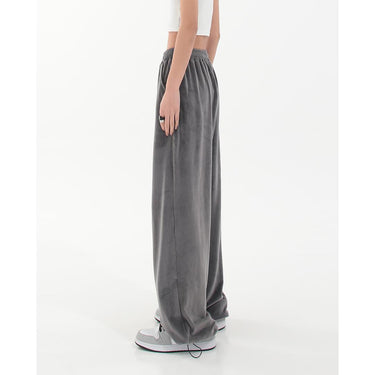 American High Street Gold Velvet Wide Leg Pants Women's High Waist