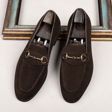 Frosted Pointed Toe Leather Loafers