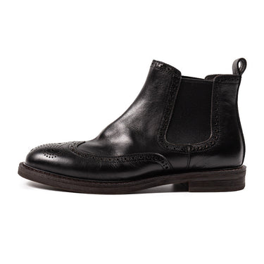 Brogue Carved Chelsea Leather Boots