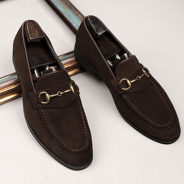 Frosted Pointed Toe Leather Loafers