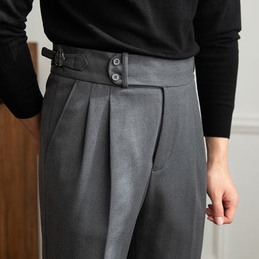 Textured High-Waist Gurkha Trousers