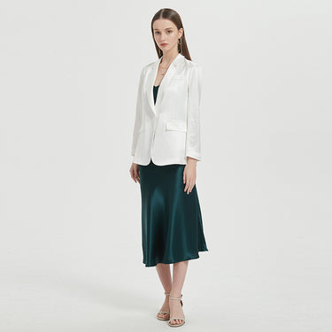 One-Button Slimming Suit Blazer with Neat Draping