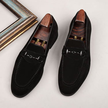 Frosted Pointed Toe Leather Loafers