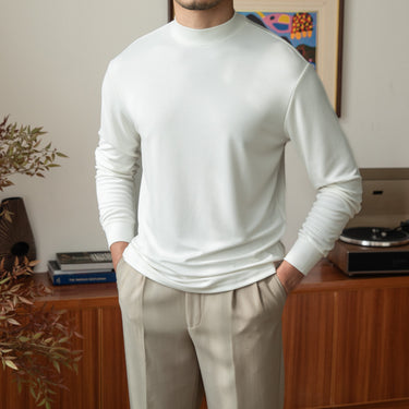 Semi-turtleneck Solid Color Base Shirt With Lyocell Autumn Long Sleeves